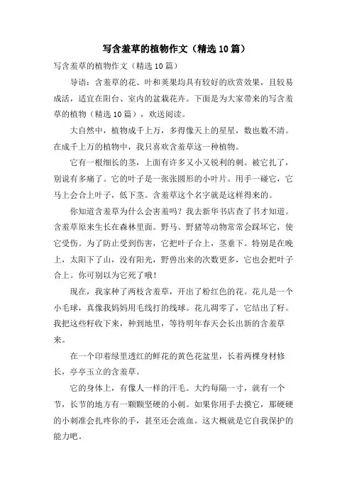 写含羞草的植物作文(10篇)