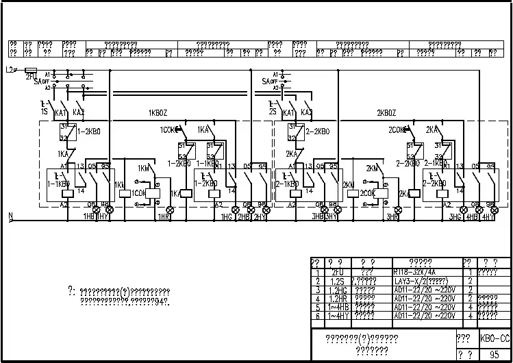 KB0-CC-95两台互备自投供(补)水泵自耦减压启动控制电路图