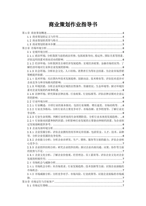 商业策划作业指导书