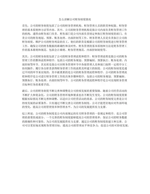 怎么讲解公司财务制度情况