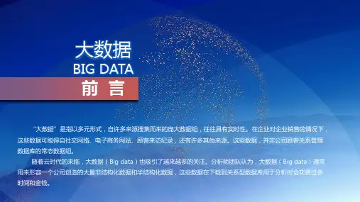 蓝色科技大数据云计算知识介绍及广泛应用PPT授课课件