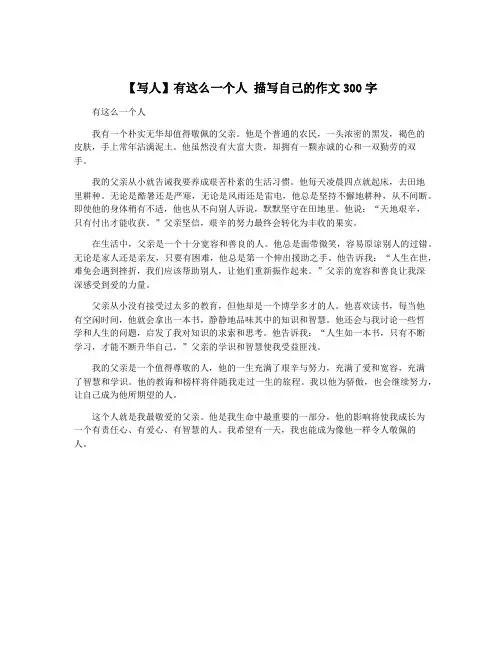 【写人】有这么一个人 描写自己的作文300字