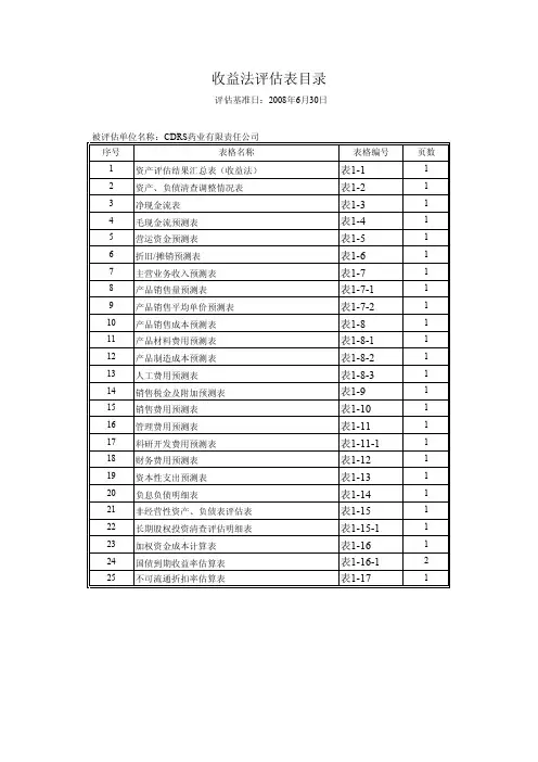 5--收益法评估计算表