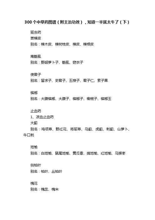300个中草药图谱（附主治功效），知道一半就太牛了（下）