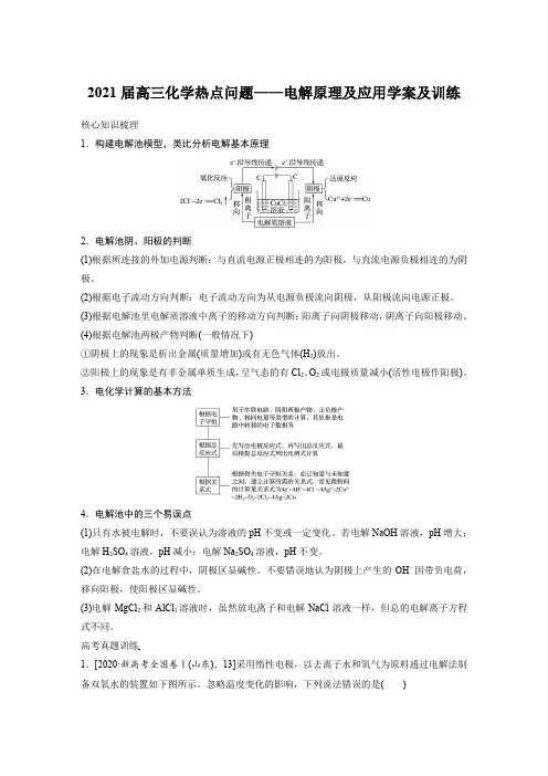 考前热点问题 电解原理及应用——讲义 2021届高三化学总复习热点专攻(知识梳理+强化训练) 