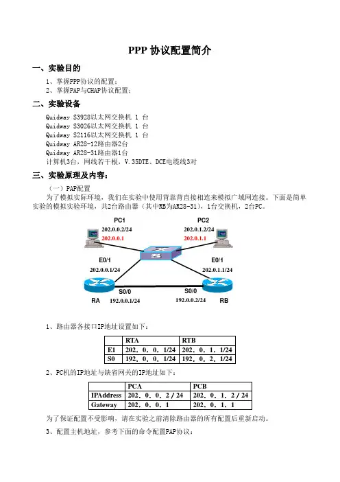 PPP协议配置简介