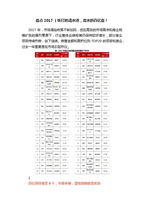 盘点2017丨铁打的清水湾，流水的百亿盘！