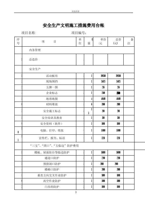 安全文明施工措施费台帐范本