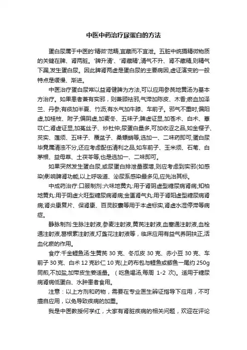 中医中药治疗尿蛋白的方法