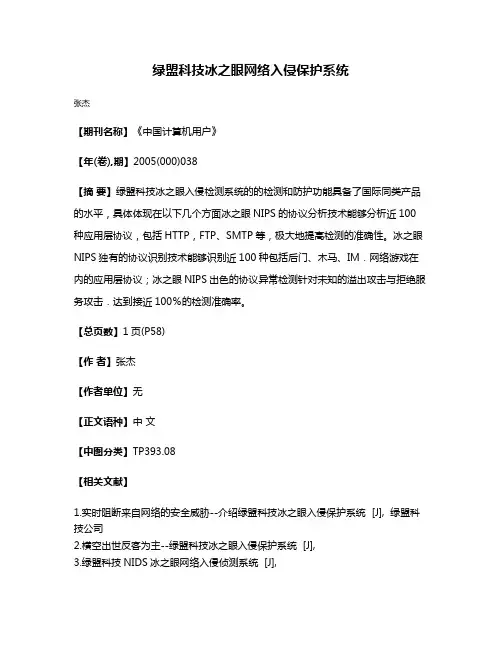 绿盟科技冰之眼网络入侵保护系统