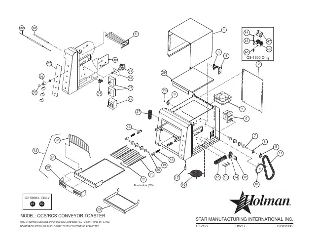 星星制造公司QCS RCS-2面包托aster产品说明书