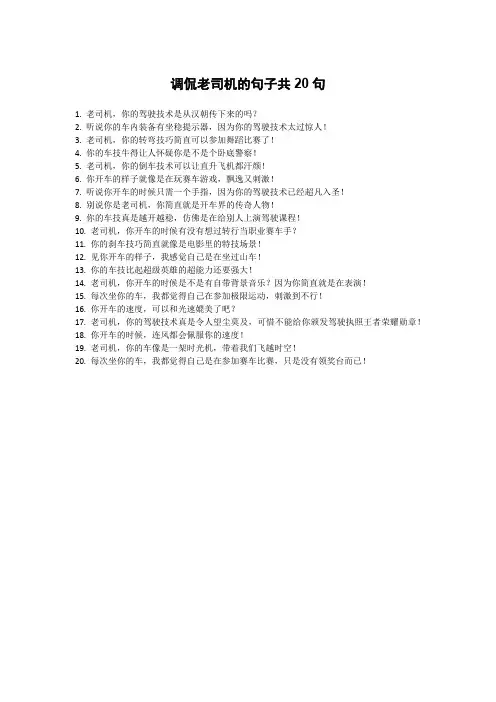 调侃老司机的句子共20句