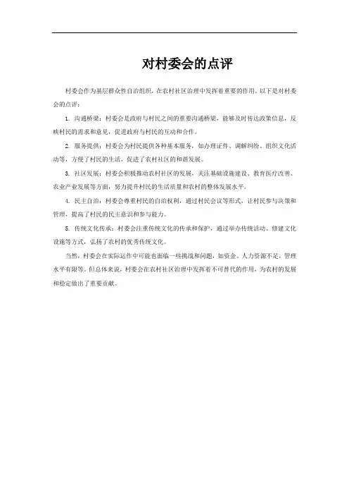 对村委会的点评