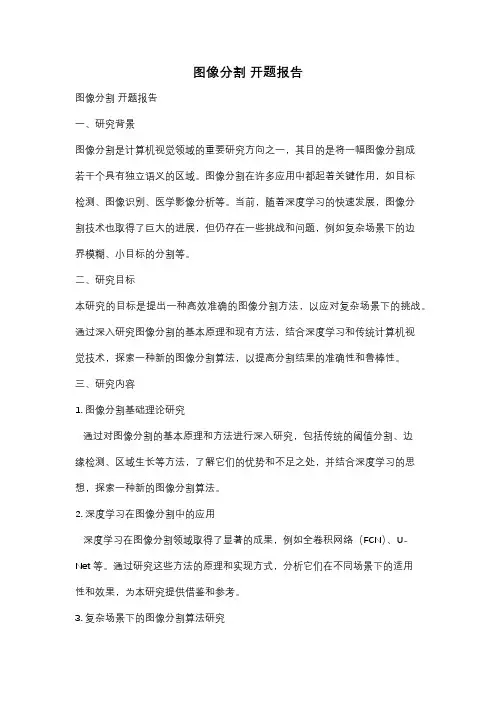 图像分割 开题报告