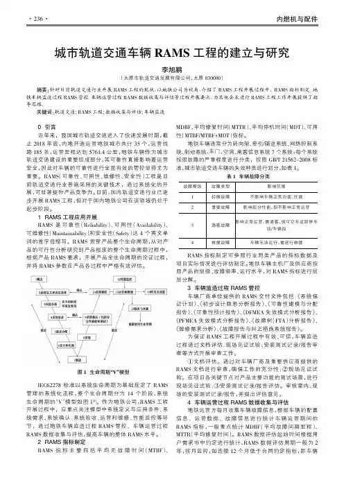 城市轨道交通车辆RAMS工程的建立与研究