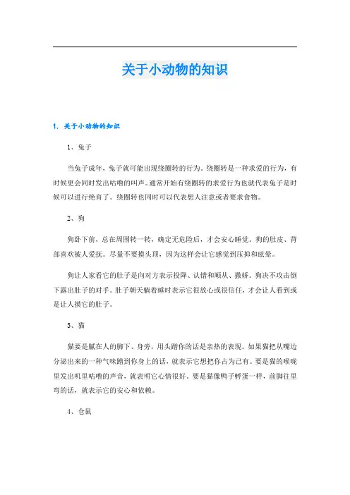 关于小动物的知识