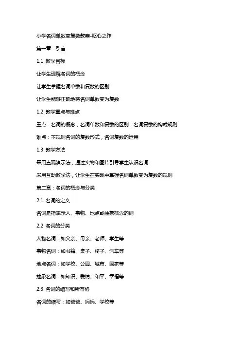 小学名词单数变复数教案-呕心之作