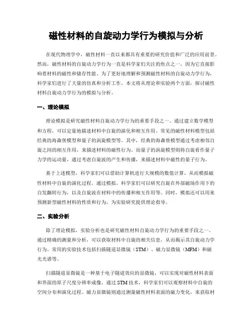 磁性材料的自旋动力学行为模拟与分析