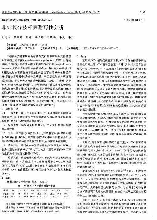 非结核分枝杆菌耐药性分析