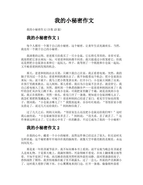 我的小秘密作文