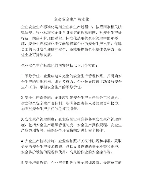 企业 安全生产 标准化