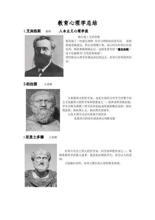 教育心理学100位名人总结,附照片,详细介绍(张春兴教育心理学)