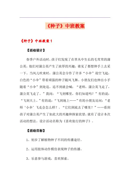 《种子》中班教案