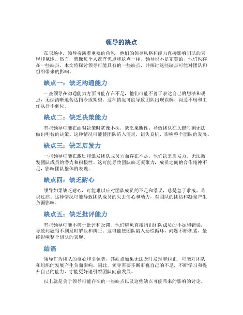 领导的缺点
