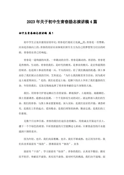 2023年关于初中生青春励志演讲稿4篇_1