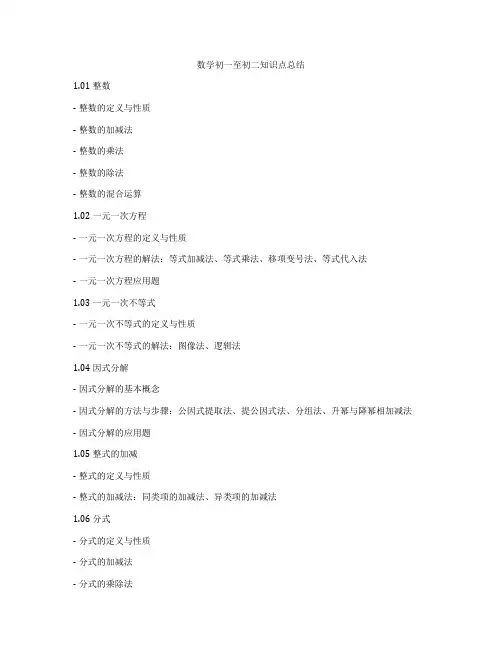 数学初一至初二知识点总结