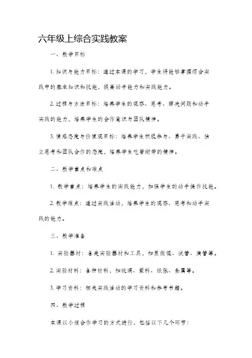 六年级上综合实践市公开课获奖教案省名师优质课赛课一等奖教案