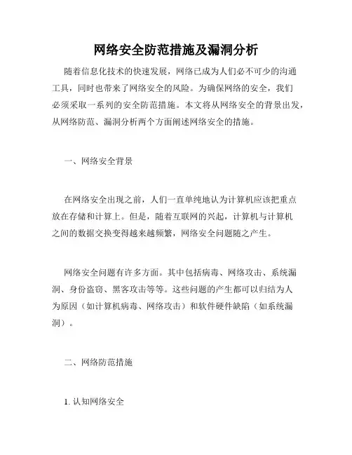 网络安全防范措施及漏洞分析