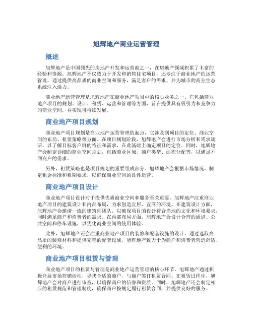 旭辉地产商业运营管理