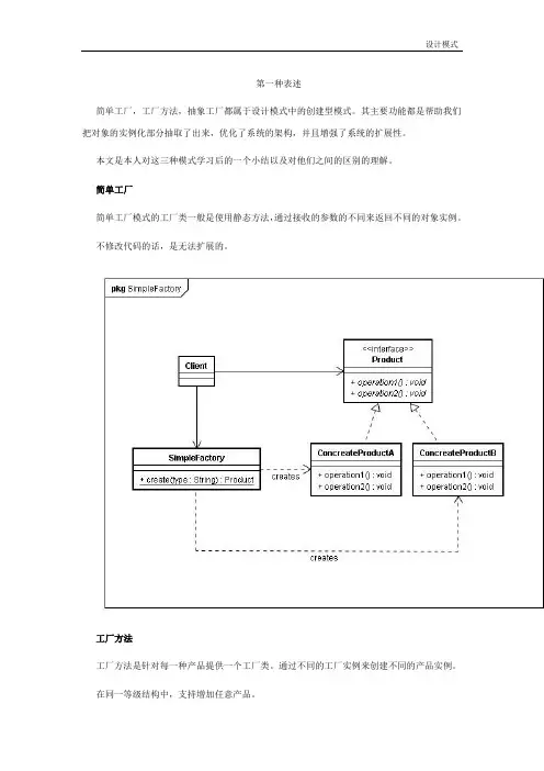 设计模式(简单工厂,工厂方法,抽象工厂)区别