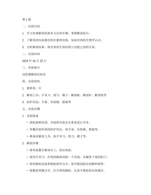 家畜解剖鸡实验报告(3篇)