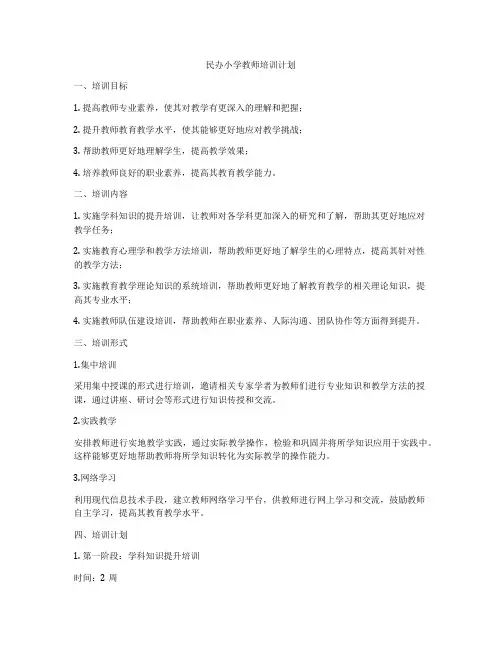 民办小学教师培训计划