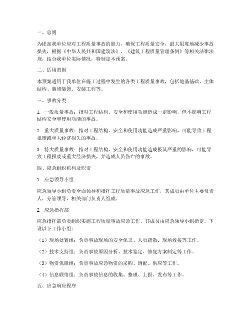 工程质量事故应急预案