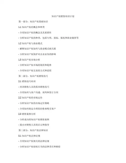 知识产权销售培训计划