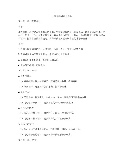小提琴学习计划怎么