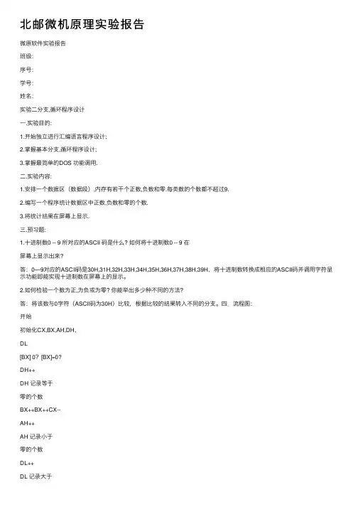 北邮微机原理实验报告