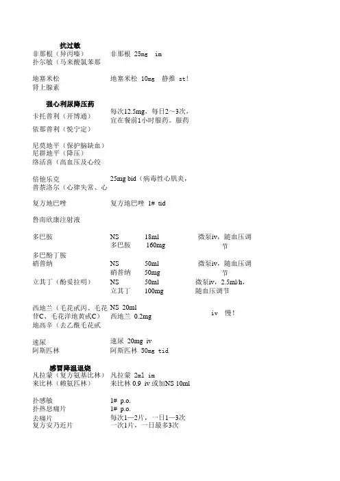 精选常用临床医嘱