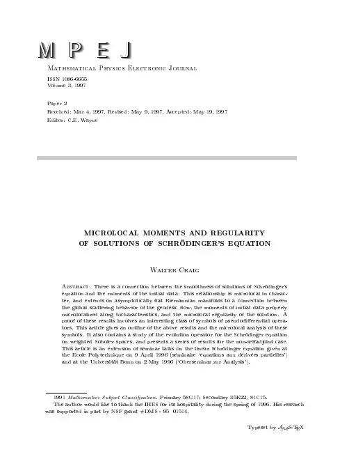 OF SOLUTIONS OF SCHR ODINGER'S EQUATION
