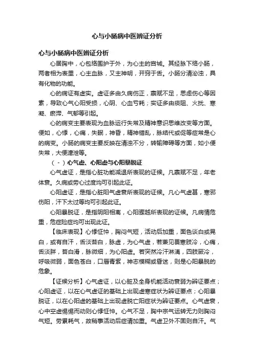 心与小肠病中医辨证分析