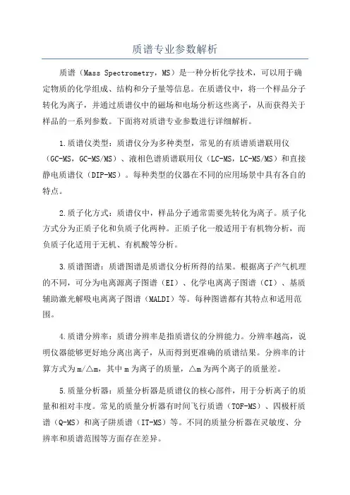 质谱专业参数解析