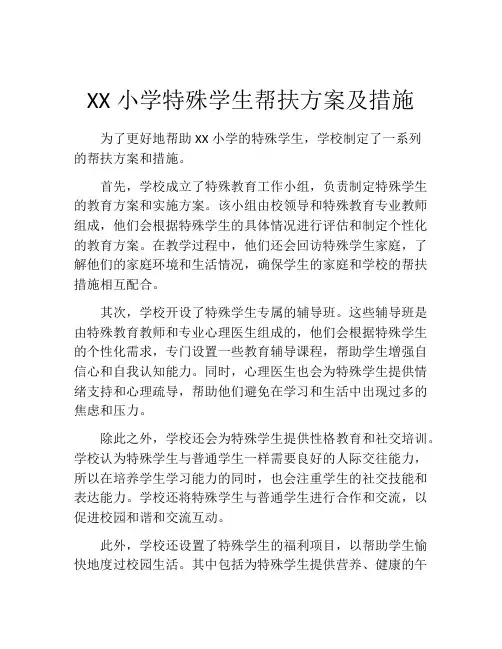 XX小学特殊学生帮扶方案及措施