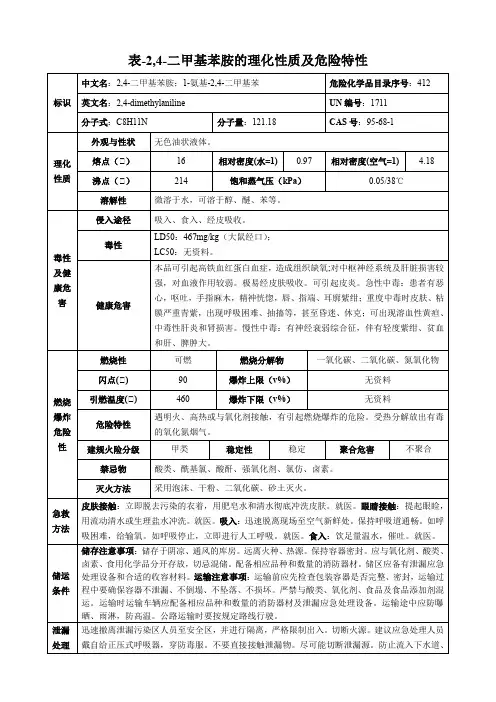 2,4-二甲基苯胺-理化性质及危险特性表
