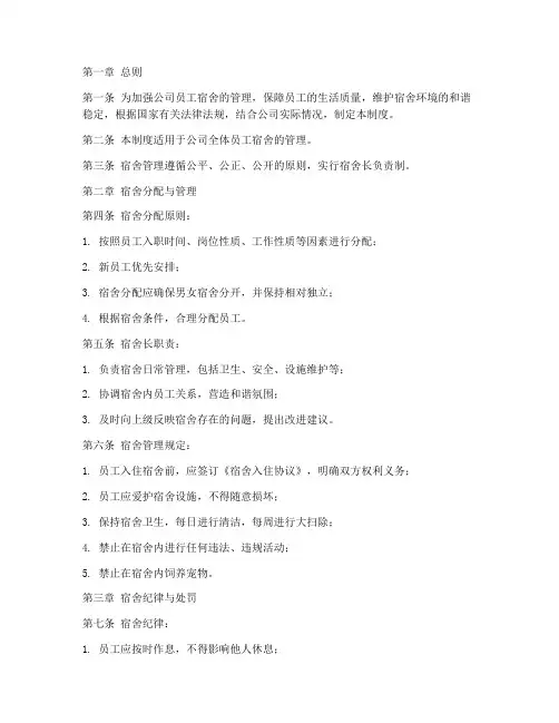 员工宿舍管理制度及处罚条例模板