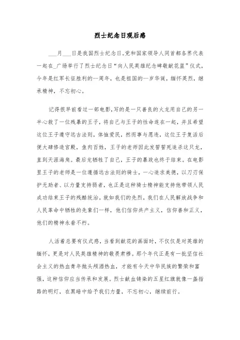 烈士纪念日观后感(六篇)