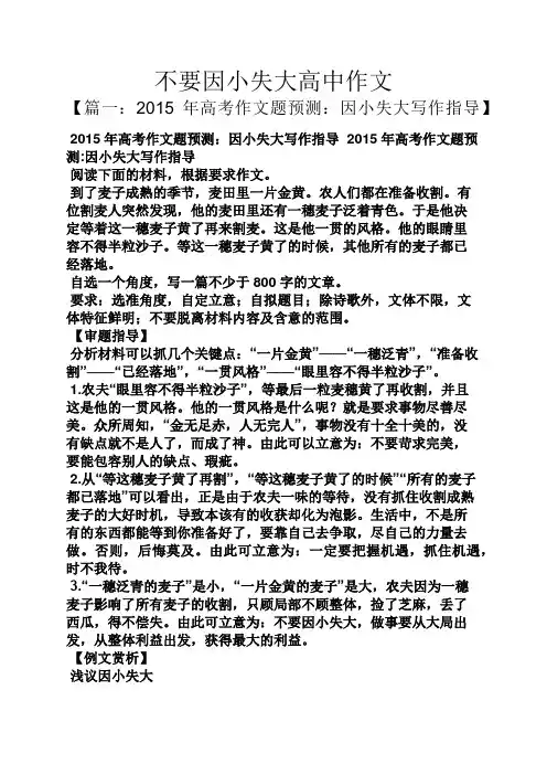 高二作文之不要因小失大高中作文