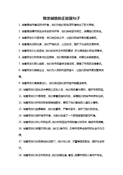 赞美城管的正能量句子